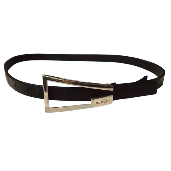 Auth vintage 90s Belt silver retro logo belt on black...